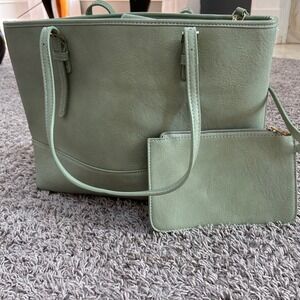 Urban Expressions Sage Green Tote Bag with Removable Pouch‎ vegan Handbag